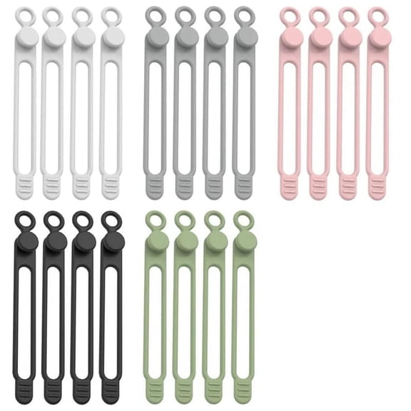 20 Pcs Silicone Cable Ties, Reusable Cable Straps Wire Organizer, Cable Management Cord Organizer for Fastening Earphone Phone Charger Home Office Desk Kitchen Appliances Cable Cords Wires