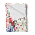 thumbnail image 2 of Parrot Soft Flannel Fleece Throw Blanket, Pastel Colored Parrots Iris and Roses on Berry Background Retro Inspired Romantic, Cozy Plush for Indoor and Outdoor Use, 60" x 80", Multicolor, by Ambesonne, 2 of 5