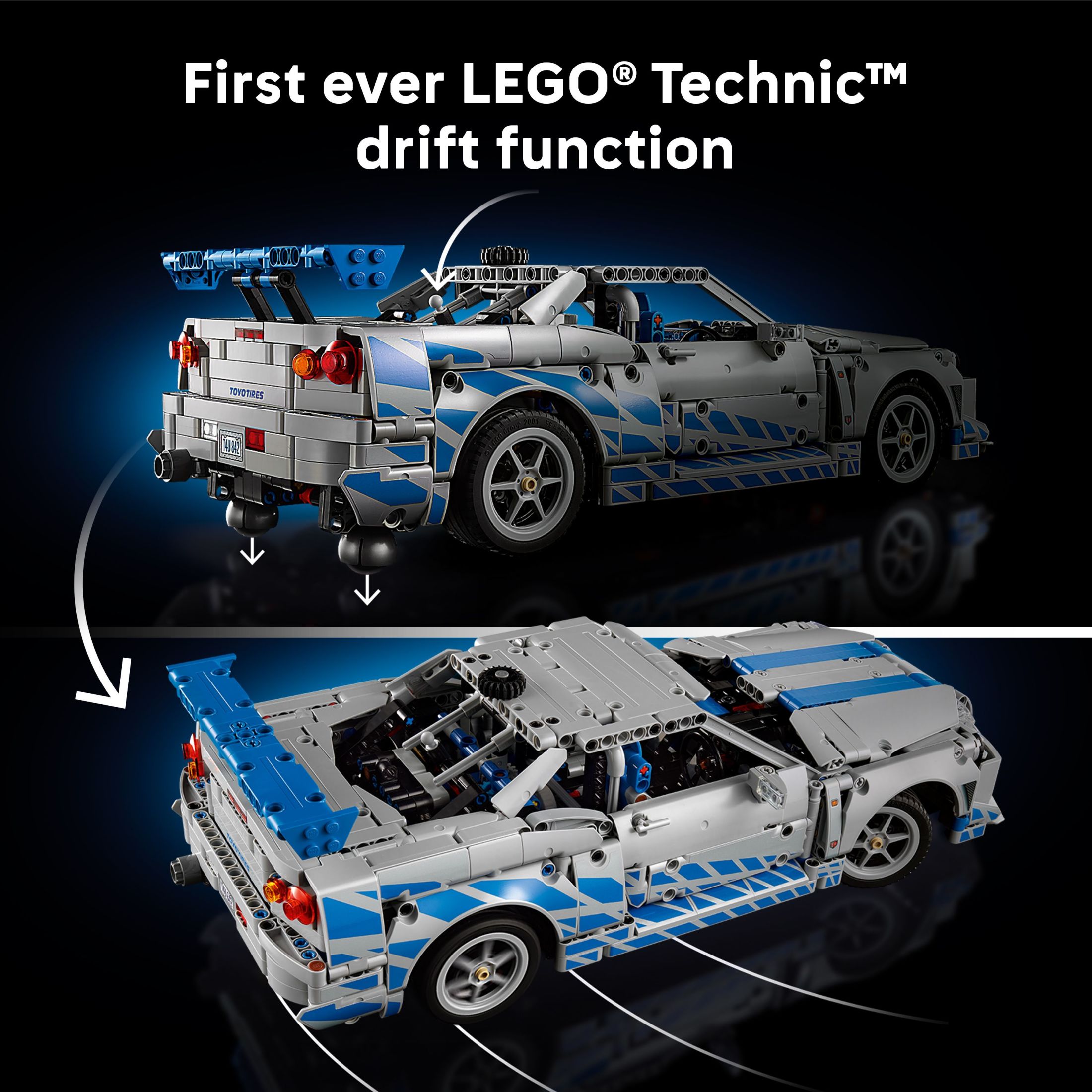 LEGO Technic 2 Fast 2 Furious Nissan Skyline GT-R (R34) Auto - Kit de DIY y Set de Construcción para Adultos - Modelo Coleccionable de Auto de Calle con Función de Derrape - Regalo para Entusiastas de Autos y Fans de Películas - 42210 6