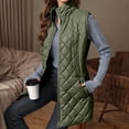 thumbnail image 6 of WTOBBY Women's Long Quilted Sleeveless Vest, Lightweight Zip Up Padded Gilet, Solid Color Warm Outerwear, Fashion Insulated Tank, Perfect for Layering in Cold Weather,Army Green S, 6 of 8
