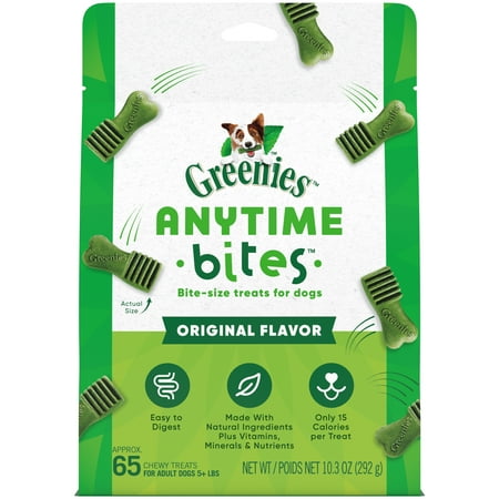 UPC: 0642863114373 | Greenies Anytime Bites Original Flavor Bite-Size Dental Chew Treats For Dogs  10.3 Oz. Pouch