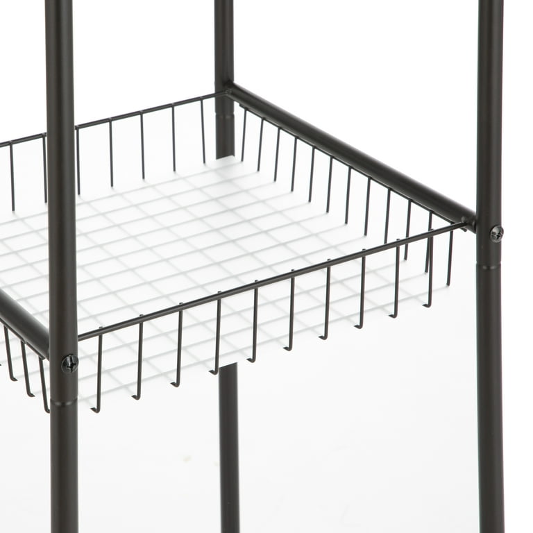 Mainstays Folding Metal Kitchen Pantry Organization Wire Shelf, White 