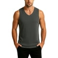 thumbnail image 2 of cllios Tank Tops Men Soft Comfy V Neck Sleeveless T Shirts Solid Color Lightweight Loose Fit Tank Top for Casual Summer Dark Gray L, 2 of 6