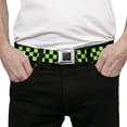 thumbnail image 3 of Buckle-Down Belt, Seatbelt Buckle Belt, Checker Black Neon Green, 34 to 52 Inches, 3 of 9