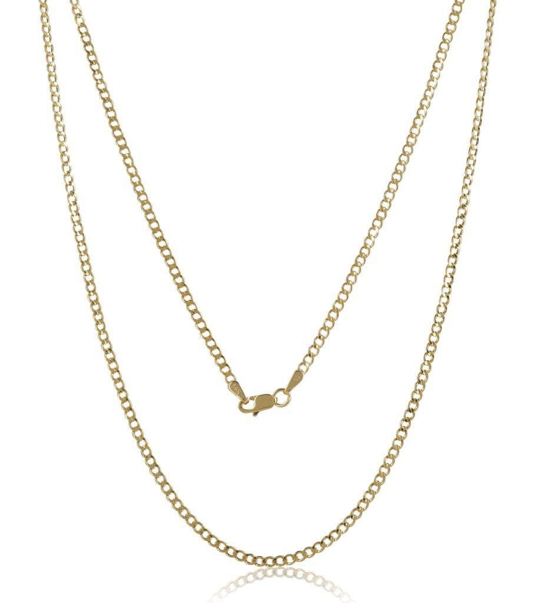 14K Solid Real Gold Unisex Italian Cuban Curb Link Chain Necklace Choker- 14K Necklaces, 14 Karat Gold Chain, 16" 18" 20" 24" 30"