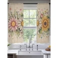 thumbnail image 2 of Vintage Daisy Floral Sheer Curtains 63 Inch Length 2 Panels Set Window Treatments, Spring Flowers Botanical Leaves Rustic Rod Pocket Semi Curtains for Living Room/Bedroom/Kitchen Décor, 104"W x 63"L, 2 of 7