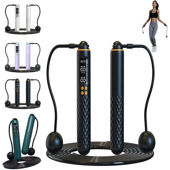 Runaivete Skipping Rope With Counter,Cordless Jump Rope,Smart Weighted Jump Ropes,Adjustable Weighted,Tangle-Free for Men Women Fitness,with Ropes