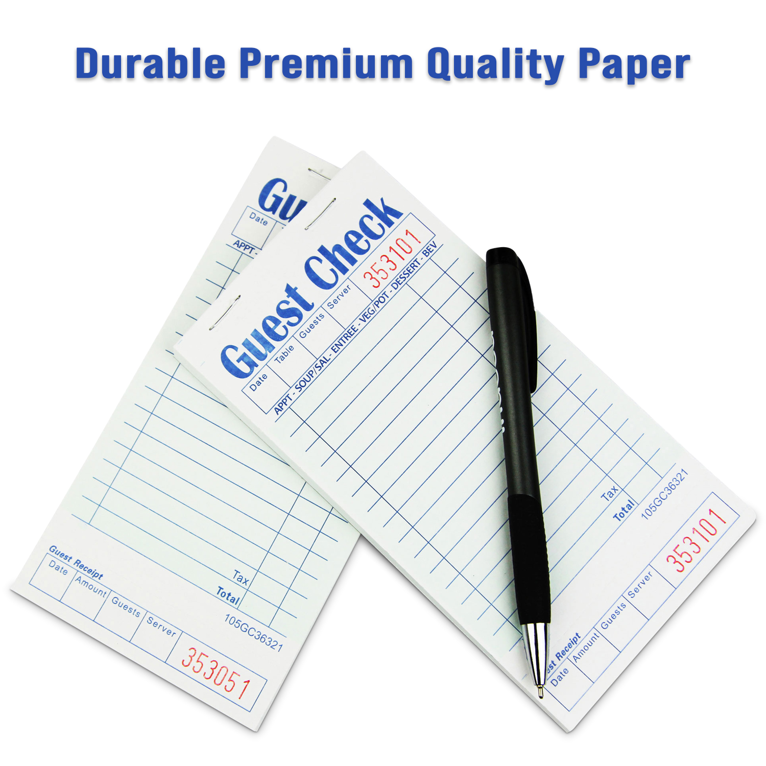 Adams Guest Check Form Pads, Single Part, Perforated, 50 Sh/Pad