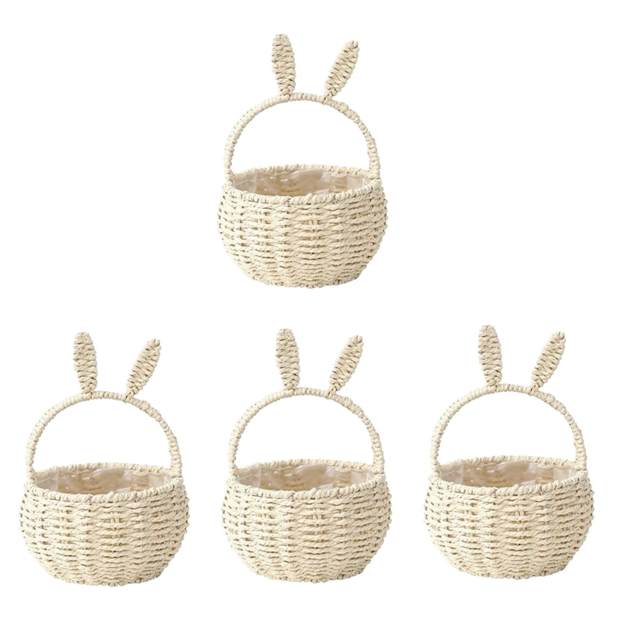 MLINS 4pcs Bunny Woven Basket Easter Party Treats Basket Handheld Woven Storage Basket With Handle
