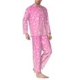 thumbnail image 2 of Salouo Breast Cancer Pink Ribbons Awareness Print Button-Front Long Sleeve Pajama Set for Men, Soft 2Pjs Men's Long Sleeve Sleepwear-Large, 2 of 7