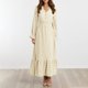 thumbnail image 4 of Vestido largo bohemio con lunares, corte en A, vestido escalonado con volantes para mujer, traje diario Ygjytge Beige T S para Mujer, 4 of 5
