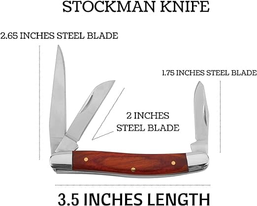 Old Ram - 2PC Traditional Classic Style Folding Trapper Knife Holiday Gift Set (Wood)