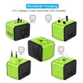 thumbnail image 2 of European Travel Plug Adapter Universal Travel Adapter - 3 USB + 1 Type C in One Travel Charger with UK/US/AUS/EU Plugs and Socket, International Power Adapter Wall Charger,Green, 2 of 8