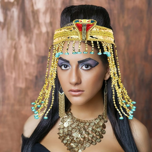 Summer Savings Kcavykas Women's Egyptian Headpiece Crown Snake Beaded Headband Women's Egyptian Costume Accessory Beaded Headdress