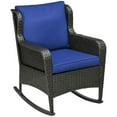 thumbnail image 2 of Yardi Yarda Outdoor Wicker Rocking Chair with Cushions, Rattan Rocker with Steel Frame, Dark Blue, 2 of 11