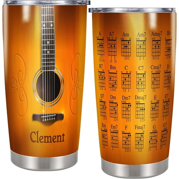 Personalized Guitar Tumbler Customized Name Guitarist Travel Coffee Mug Insulated Cup with Lid 20oz Stainless Steel Appreciation Gifts For Dad Music Lover Fathers Day Birthday