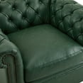 thumbnail image 4 of Bentar Chesterfield Swivel Club Chair with Button-Tufted Faux Leather, Nailhead Trim, Scrolled Arms, 360° Rotation, Green, 4 of 8