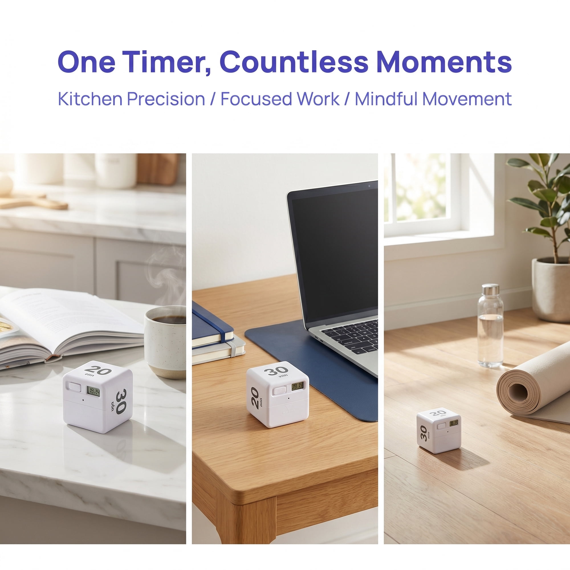 Unique Bargains 60 Minute Kitchen Timer Digital Visual Timer for Students and Adult White