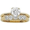 3.3 Carat T.G.W. CZ 14kt Gold-Plated Wedding Ring Set