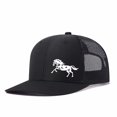 thumbnail image 2 of Running Horse Color Block Trucker Hat Unisex Adjustable Cotton Breathable Fashion Cap for Travel Daily Wear, 2 of 11