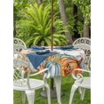 thumbnail image 2 of Outdoor Tablecloth with Umbrella Hole and Zipper, Orange Thanksgiving Fall Round Table Cloth 60 Inch Waterproof Tablecloth, Orange Blue Pumpkins Botanical Picnic Table Cover for Patio Camping, 2 of 7