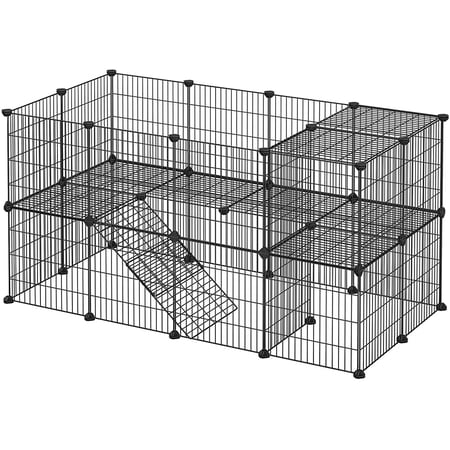 SONGMICS Pet Playpen Includes Cable Ties, Indoor Use, Black