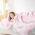 thumbnail image 4 of Erosebridal Kawaii Bowtie Ribbon 7pcs Bedding Comforter Set,Letter C Monogrammed Queen Bedding Sets For Girls Kids,Reversible pink, 4 of 7