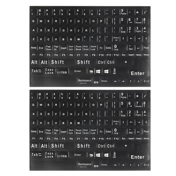 Uxcell English Keyboard Stickers Keyboard Replacement Cover Style 3, Black Background White Lettering 2pcs