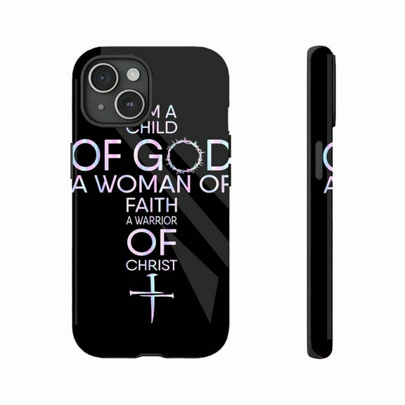 Christian Faith Woman Warrior Phone Case with Gradient Cross Design for Christian Women, Compatible with iPhone 11/12/13/14/15/16 (Pro Max/Plus)