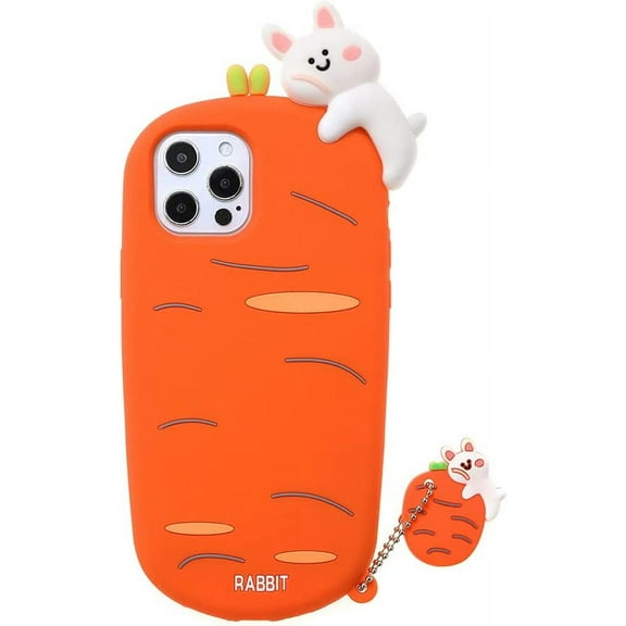 Bunny Case for iPhone 11 Pro Max 6.5", 3D Cartoon Cute Bunny Case for Women Girls Teens Kids,Fashion Kawaii Lovely Chic Stylish Rabbit Lie Prone Carrot Shape Soft Silicone Case for iPhone 11 Pro Max