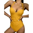 thumbnail image 2 of Kinrui Swimsuits for Women 2026 Tummy Control One Piece Swim Suits Halter Push Up Bathing Suits Backless Monokini Swimwear Yellow,XL, 2 of 4
