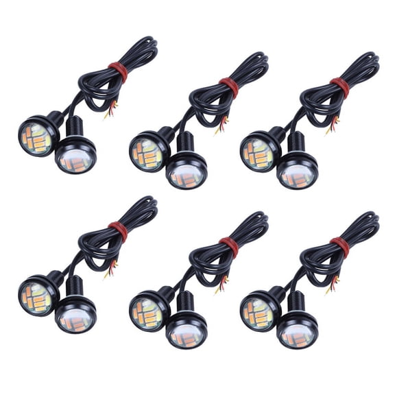 12 Pcs 12V 23mm Dual Color Switchback 4014 12 LED DRL Eagle Eye Daytime Light