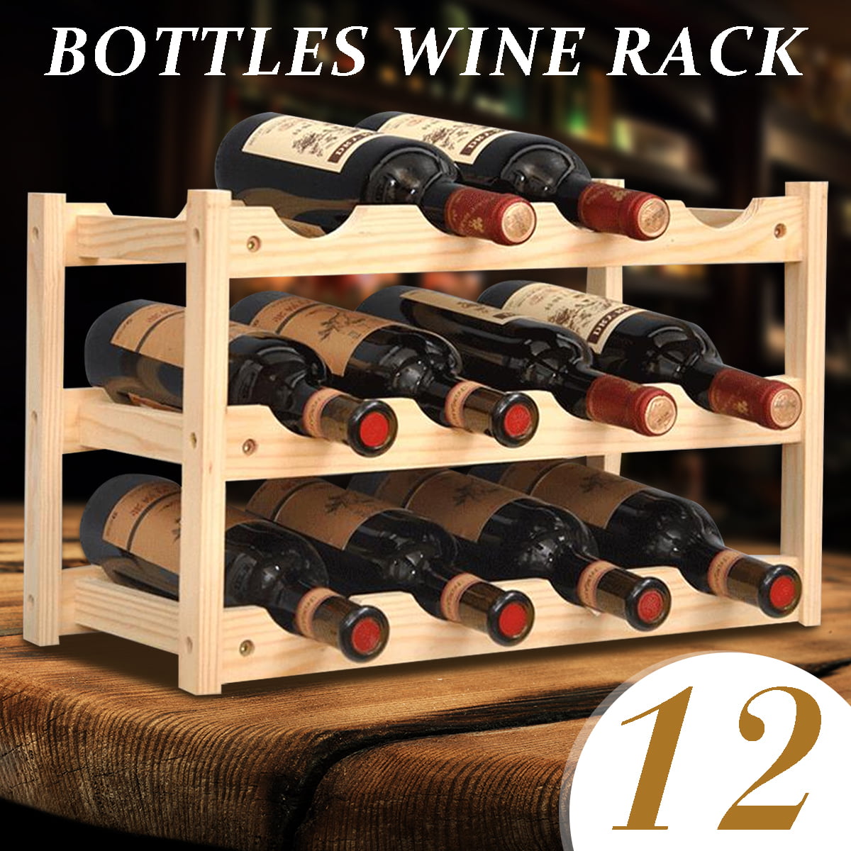 HOMCOM 7-tier 21 Bottles Wine Rack Storage Display Shelves Wooden Top Free Standing Holder