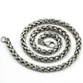 thumbnail image 2 of 3/4/5/6MM 18-36" MENS Silver Stainless Steel Wheat Braided Chain Necklace, 2 of 9