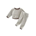 thumbnail image 1 of Faithtur Bébé Filles Garçons Tenue d'Automne Ensembles Manches Longues O Hauts de Cou + Couleur Contrastée / Pantalon Rayé, 1 of 9