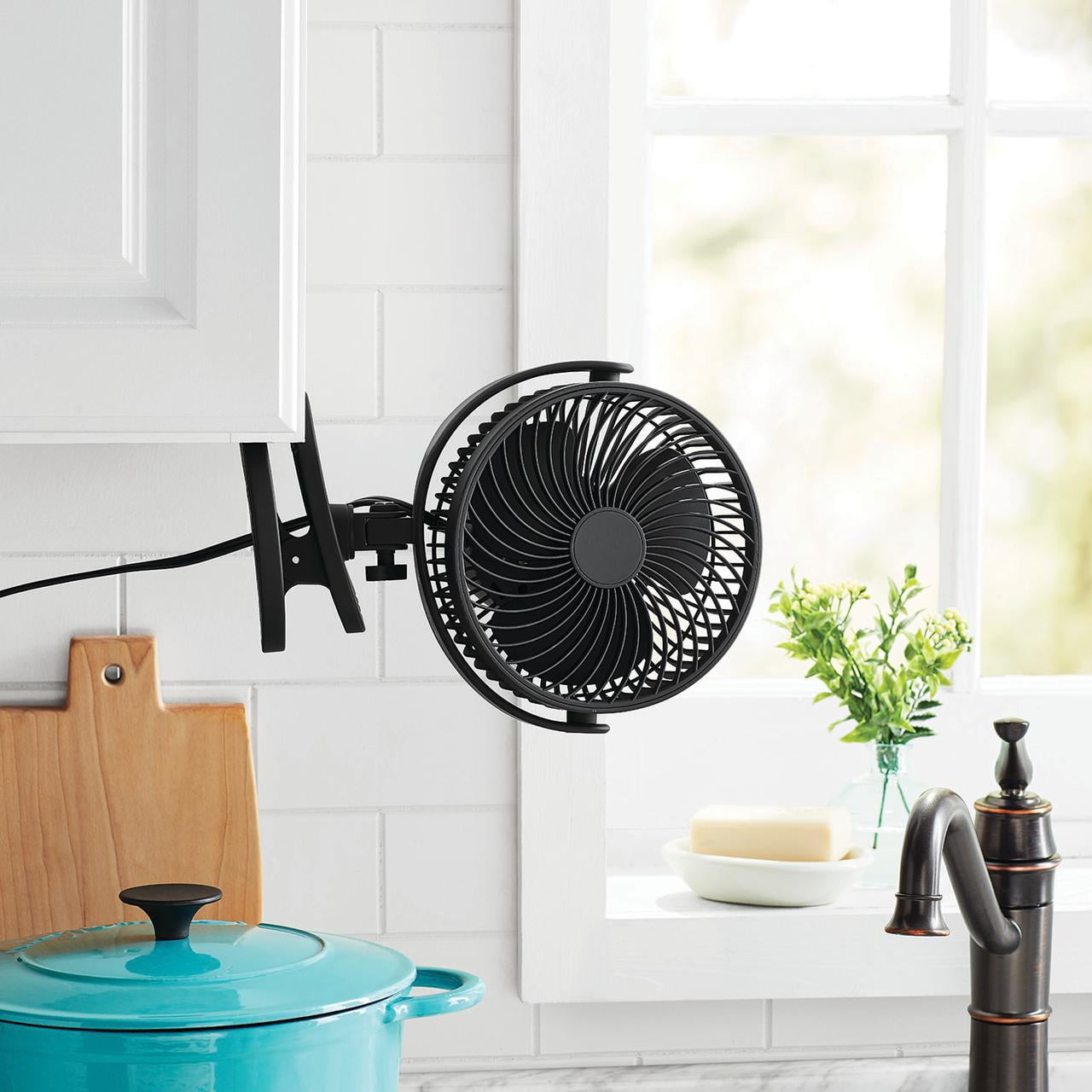 Mainstays 6-inch New Desktop or Clip-on AC Electric Personal Indoor Fan with 2 Speeds, Black