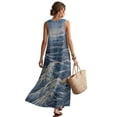 thumbnail image 2 of Xoenoiee Boat Wave Mountain Print Round Neck Summer Dress for Women 2026, Women's Sleeveless Sundress with Pocket, Cotton Linen Ankle-Length Maxi Dress Beach Vacation Outfits Plus Size, Size 3XL, 2 of 7