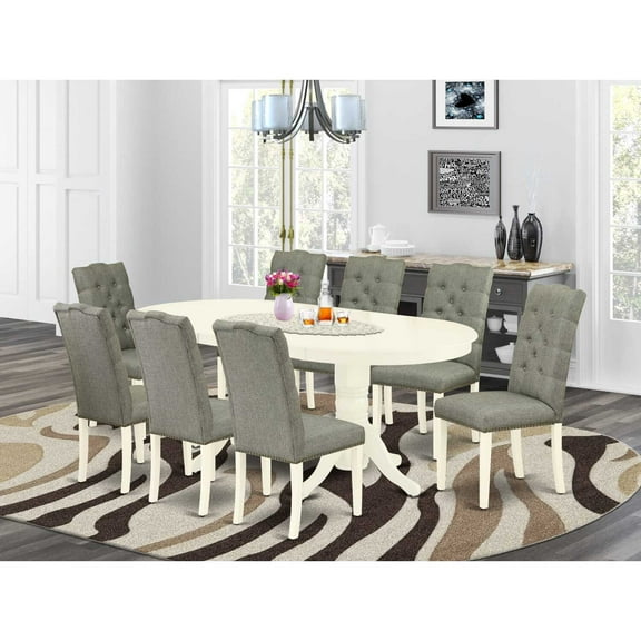 East West Furniture Dining Room Set Linen White, VAEL9-LWH-07