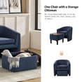 thumbnail image 2 of Modern Accent Chair with Storage Ottoman Barrel Reading Chair Versatile Footrest Living Room Navy, 2 of 9