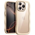 thumbnail image 1 of Wavy Case for iPhone 16 Pro Max 6.9-Inch, Cute Wave Frame Curly Shape Shockproof Phone Cover for Women and Girls, Clear Hard PC Back (Desert Titanium), 1 of 5