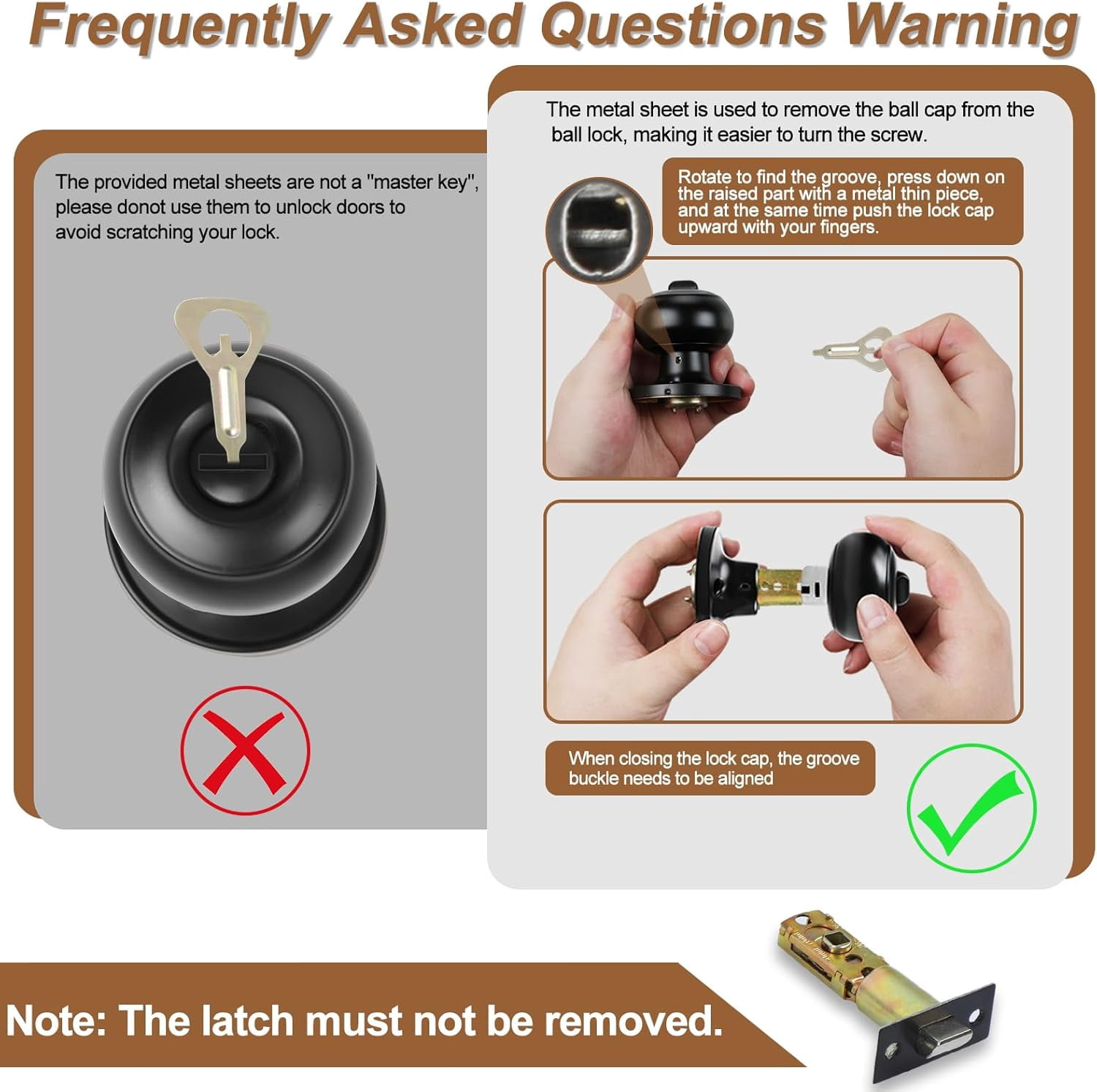 Privacy Door Knobs, 10 Pack Matte Black Door Knobs with Lock, Bed and Bath Door Knob Interior Keyless Locksets, Round Door Handles Reversible for Left Right Handed Doors