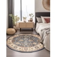 thumbnail image 5 of Unique Loom Utopia Collection Area Rug - Antheia (8' Round Light Blue/Burgundy), 5 of 7