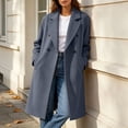 thumbnail image 5 of Vixolx Winter Peacoat for Women Fashion Notched Lapel Collar Double Breasted Woolen Coat with Side Pockets Solid Long Sleeve Overcoat, 5 of 9
