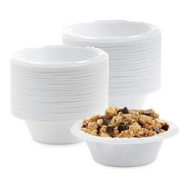 White Plastic Bowls - 12oz Disposable Bowls (4 Pack of 100) - Heavy Duty, Microwave Safe Party Supplies for Weddings, Events, Picnics