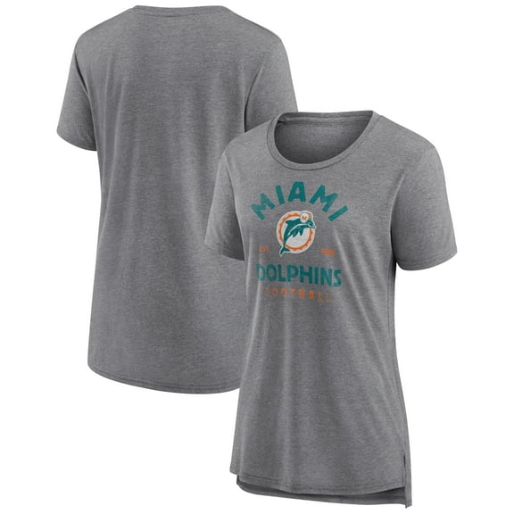 Women's Gray Miami Dolphins Vintage Arch Tri-Blend T-Shirt