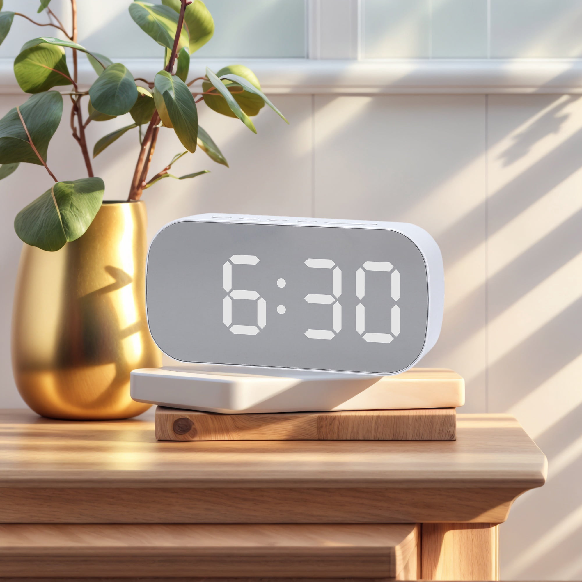 Unique Bargains 2 Pcs Oval Alarm Clock Snooze 5.1 x 2.6 x 1.4 in White/White Pink