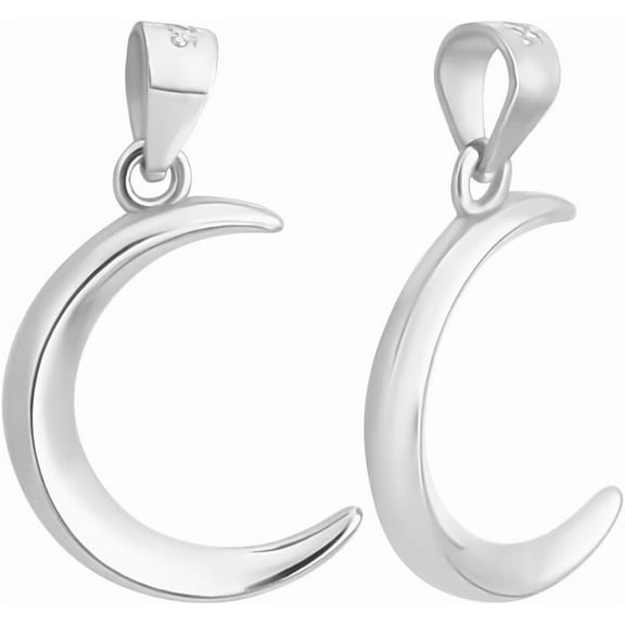2Pcs 1 Box Moon Charms 925 Sterling Silver Crescent 3D Moon Charm for Pendant Bracelet Necklace Jewelry Making