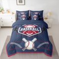 thumbnail image 3 of Feelyou Cartoon Baseball Athlete Twin Bedding Sets 7-Piece for Kids, Navy Red Bedding Comforter Set, Est Sleep Sports Reversible Sheet Sets, Lightweight Room Decor, 3 of 8