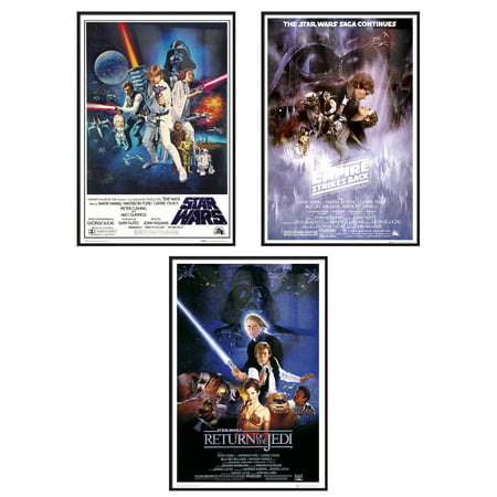 Star Wars Episode IV, V & VI - Framed 3 Piece Movie Poster / Print Set (3 Regular Style Posters - Version 2) (Size: 24