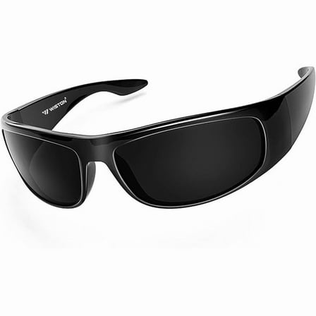 Wrap Around Sunglasses for Men Women Super Dark Black Sunglasses for Sensitive Eyes Blackout UV Protection